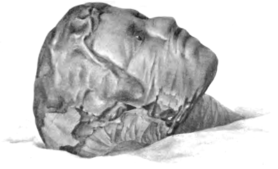 Fig. 2.—Water-colour sketch by Mrs. Cecil Firth, representing a restoration of the early mummy found at Medûm by Prof. Flinders Petrie, now in the Museum of the Royal College of Surgeons in London