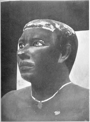 Fig. 5—Statue of an Egyptian Noble of the Pyramid Age to show the technical skill in the representation of life-like eyes