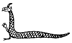 Fig. 2.—The Earliest Babylonian Conception of the Dragon Tiamat—(from a Cylinder-seal in the British Museum, after L. W. King).