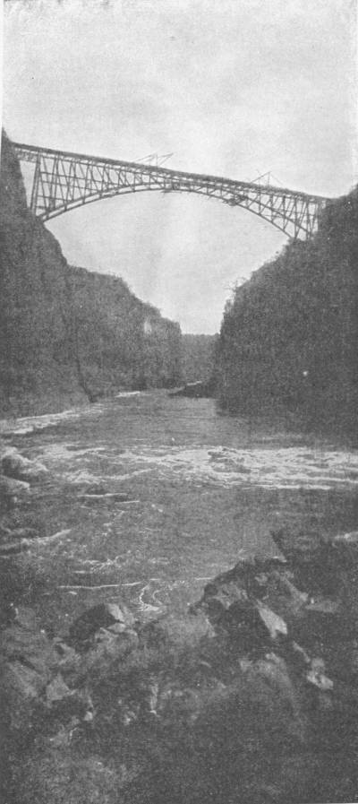 RAILWAY BRIDGE OVER THE GORGE, VICTORIA FALLS, OF THE ZAMBESI,  SOUTHERN RHODESIA