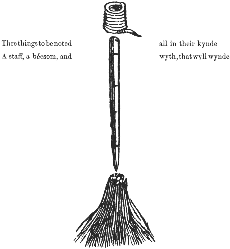 Thre things to be noted all in their kynde A staff, a béesom, and wyth, that wyll wynde