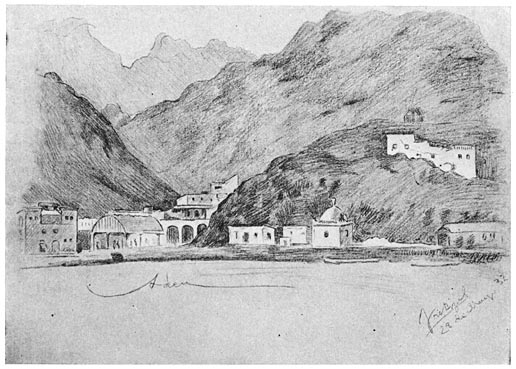 Aden—May 28, 1882. (From Rizal’s Sketch-book.)
