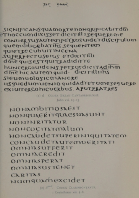 Plate III: d. Codex Bezae Cantabrigiensis. (2) d. Codex Claromontanus.