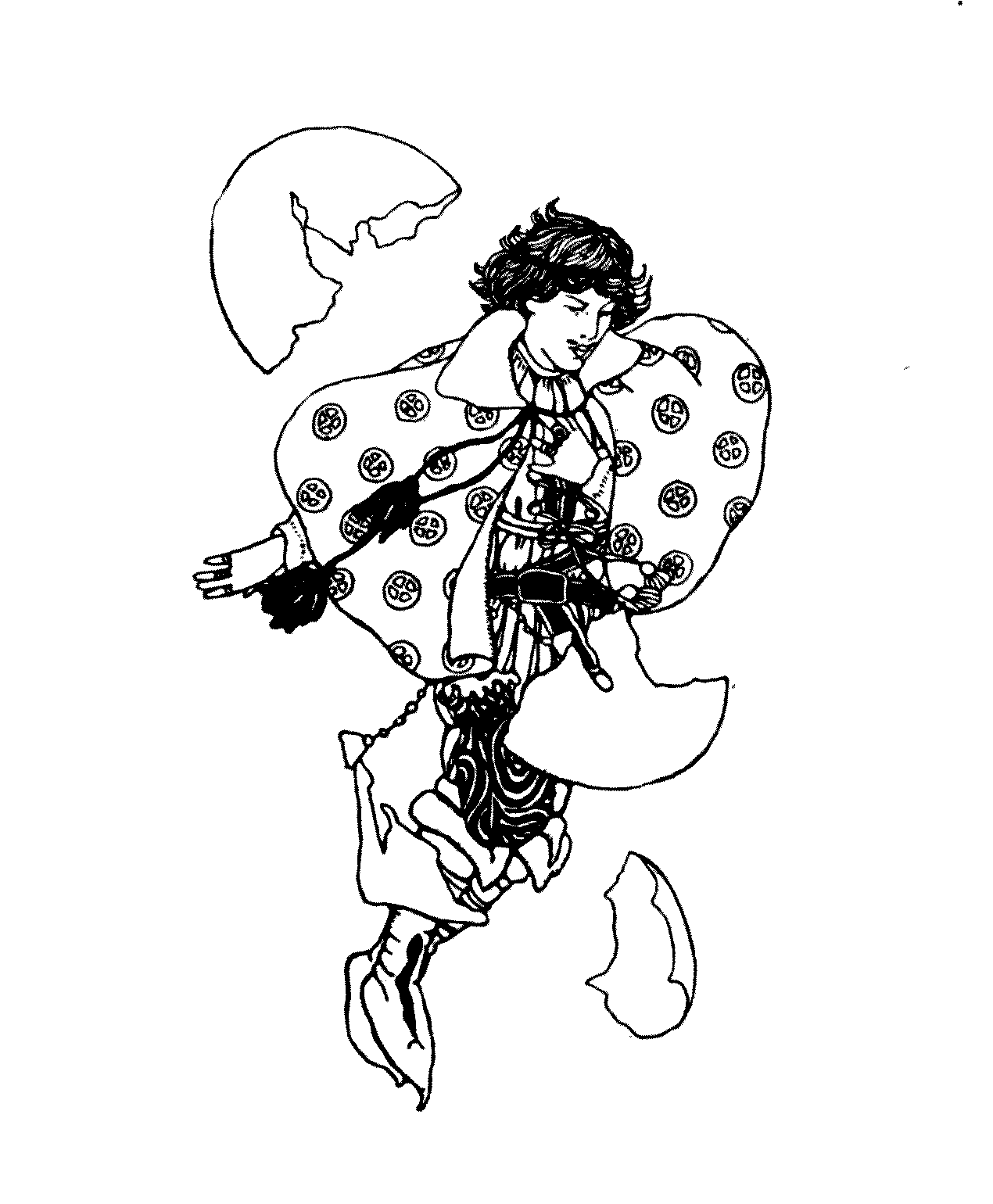 young man appearing from an egg