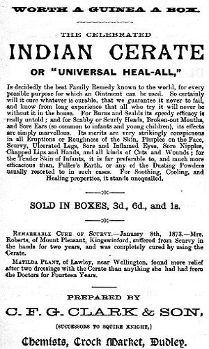 Advert for The Celebrated Indian Cerate or &ldquo;Universal Heal-All&rdquo;